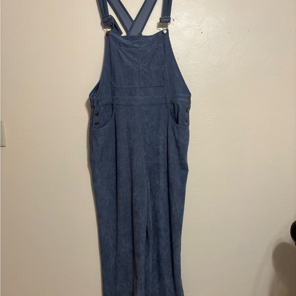 Thread & Supply Pants - Thread & Supply Blue Corduroy Overalls XL Boho Bib Jumpsuit